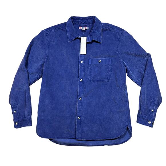 NWT Urban Outfitters Corduroy Work Shirt Blue Button Up - Picture 1 of 4